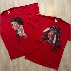 Vintage Hand Painted Native American Portraits Shirts Signed Gayla
